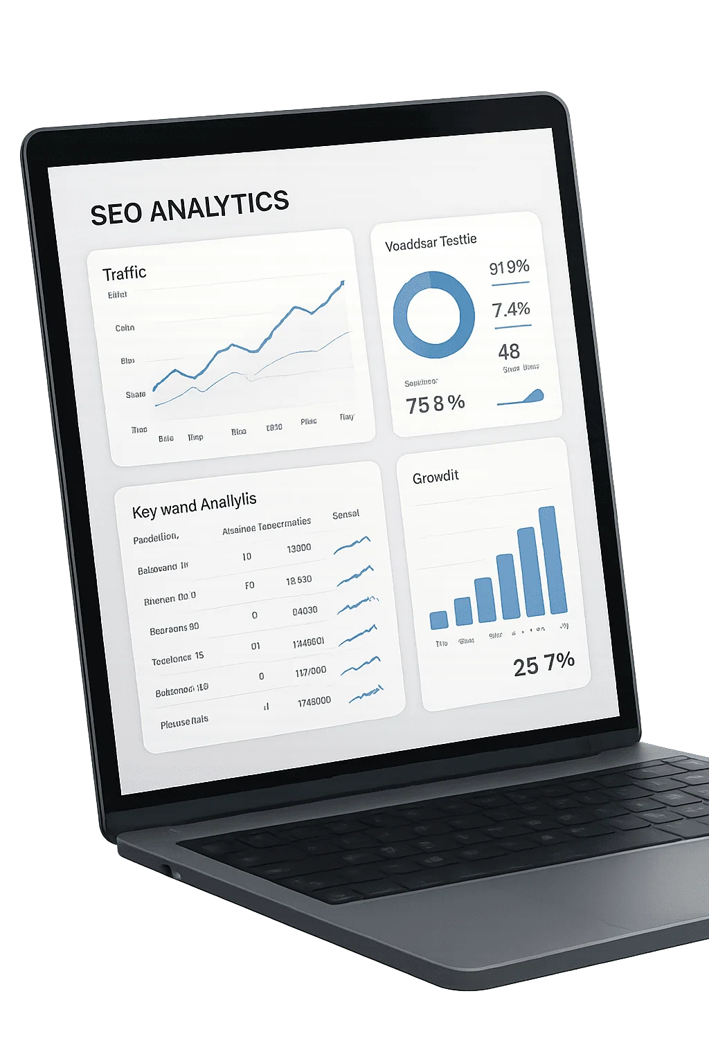 SEO services including search analytics, keyword research, website optimization, and organic traffic growth